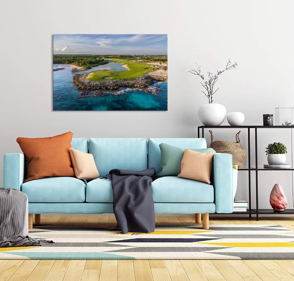 Punta Espada Golf Club Wall Art for Living Room Bedroom Bathroom Home Decorations Punta Espada Golf Course Picture Poster Framed Artwork Ready to Hang(18''H x 24''W)