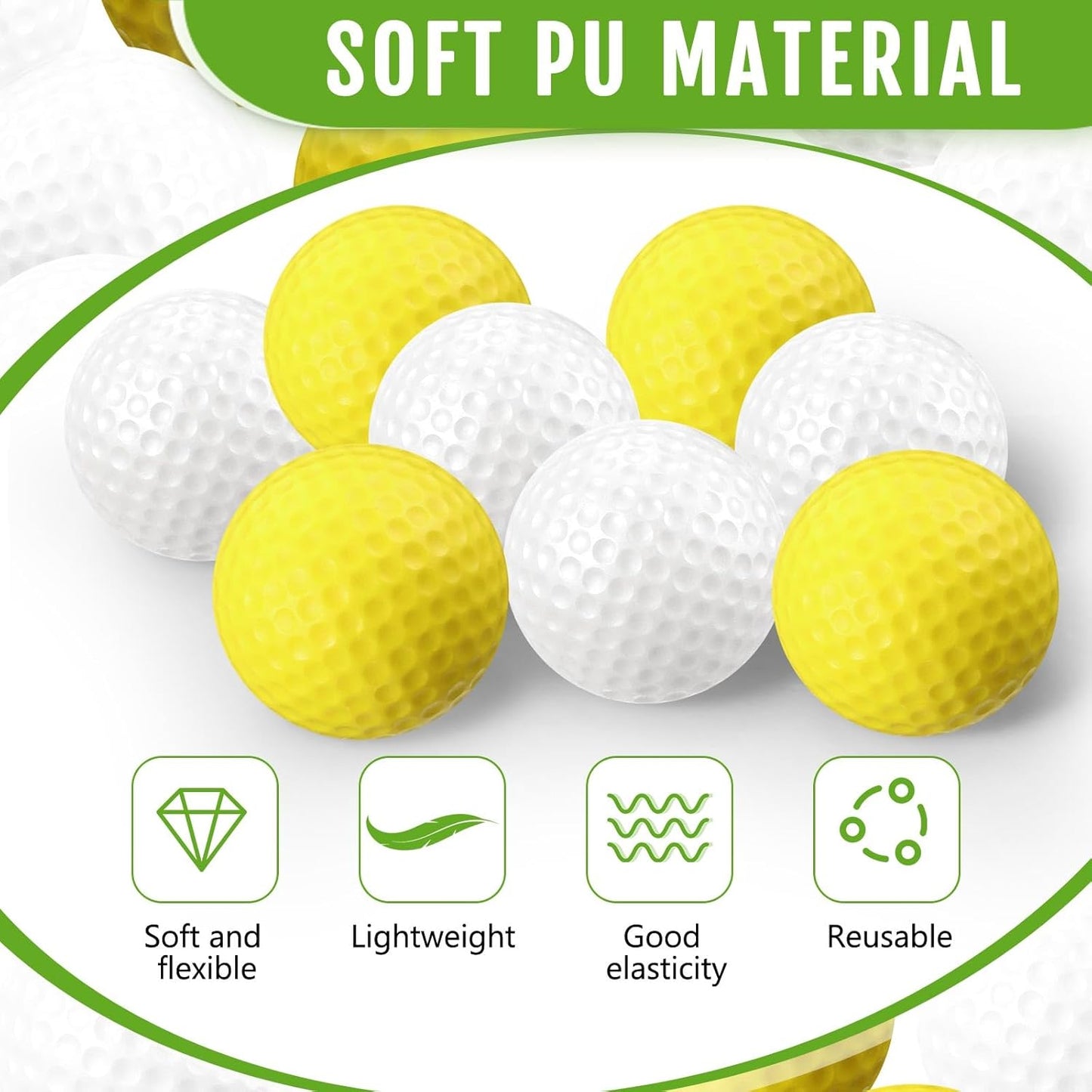 Junkin 80 Pcs Foam Golf Balls Rubber Practice Balls Realistic Feel and Flight Sport Training for Indoor or Outdoor Backyard Golf Training