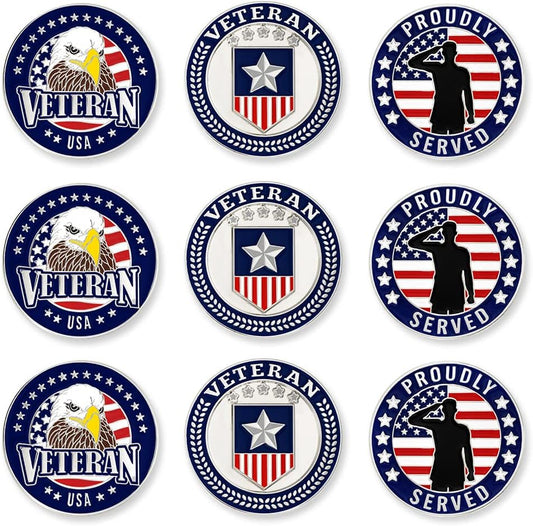 PinMart’s Mix Bundle Pack of 9 Golf Ball Markers - Golf Accessories for Men and Women – United States Eagle and American Flag Magnetic Ball Markers Set of 9