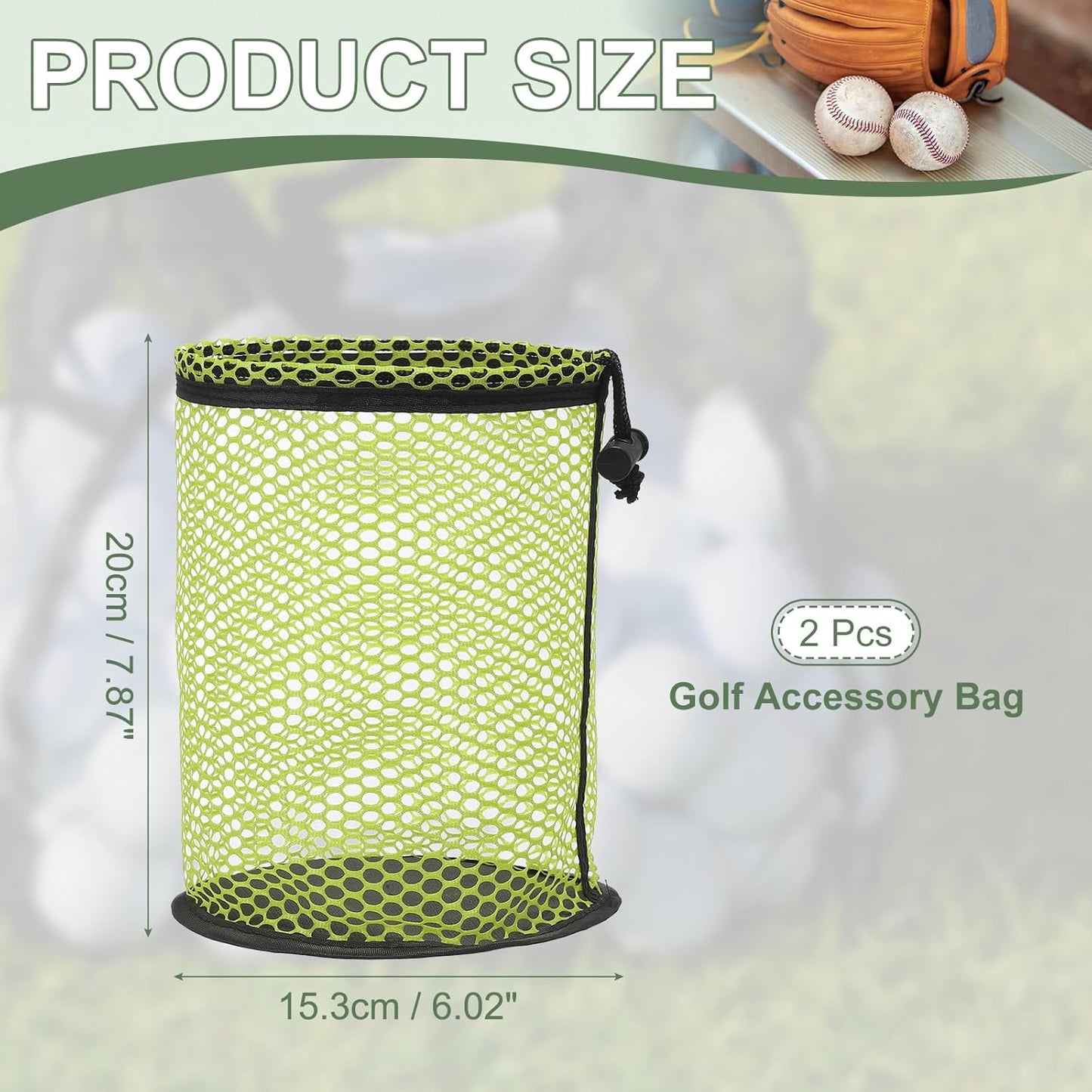 Golf Ball Storage Bag Nylon Mesh Golf Pouch with Adjustable Drawstring Closure for Balls Outdoor Sports Supplies