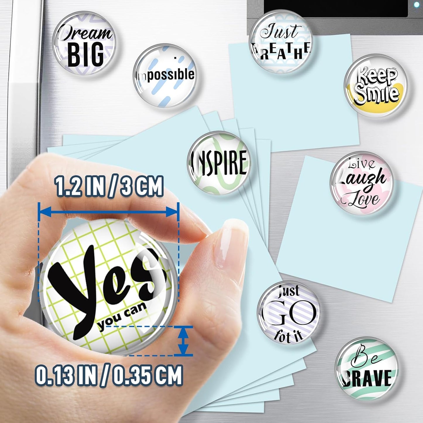 FINDMAG 12 Pack Strong Refrigerator Magnets, Glass Fridge Magnets, Cute Fridge Magnet Sticker, Small Magnets for Whiteboard, Classroom, Kitchen, Office, Home, Cabinet and Photos