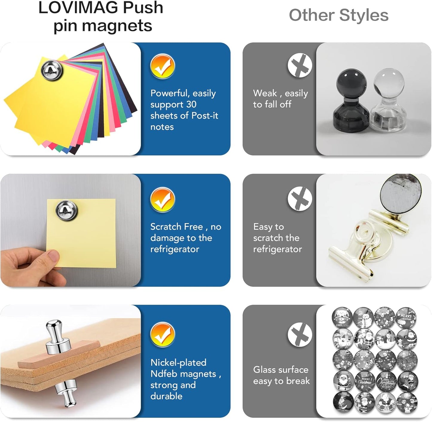 LOVIMAG Fridge Magnets 12Pcs Refrigerator Whiteboard Small Strong Magnet Classroom Kitchen Accessories Decorative Locker Set Decor Must Haves Office Calendar Refrigerador Magnetic Cute Crafts Silver