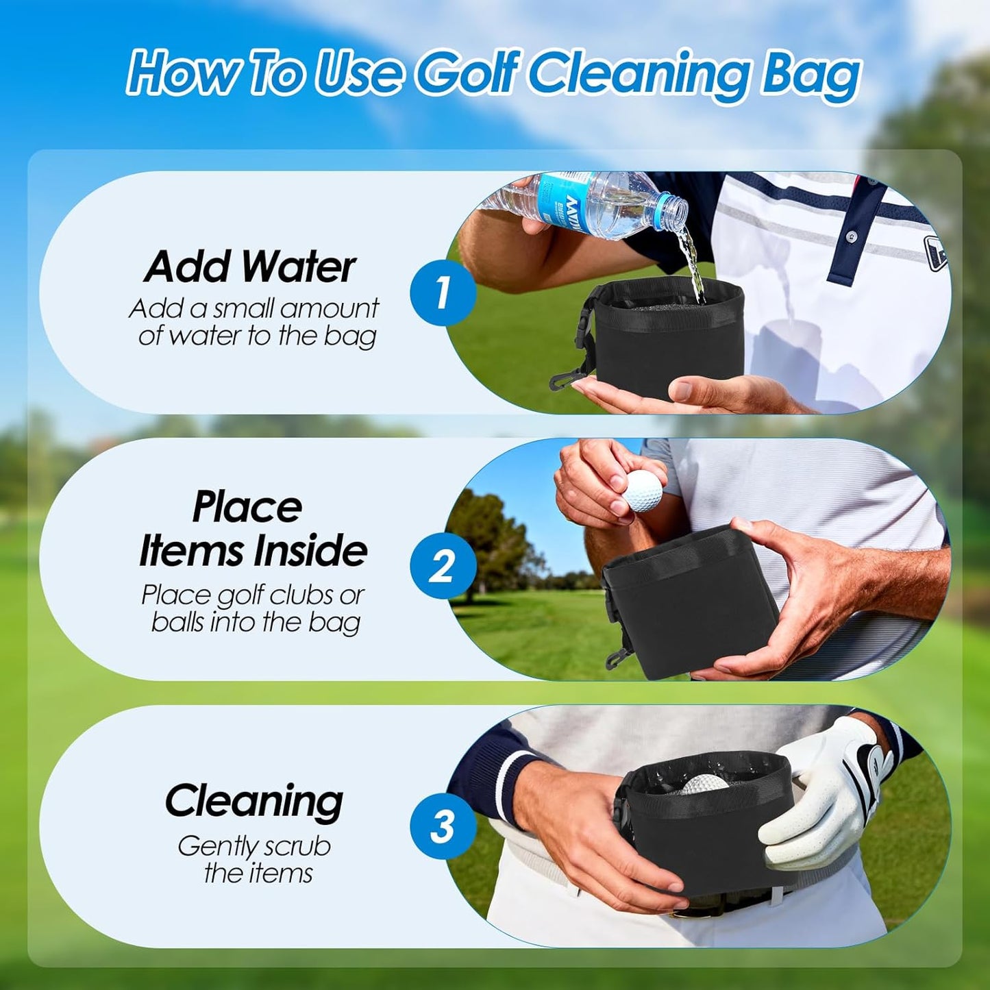 Golf Club Cleaning Kit with Golf Club Cleaner with Water Golf Towel Divot Repair Tool Groove Sharpener Golf Ball Alignment Kit Complete Golf Cleaning Kit Golf Accessories for Women Men