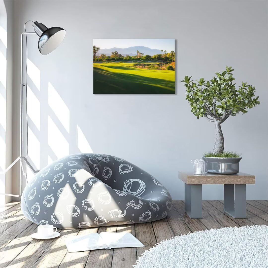 USA California Indian Wells Golf Course Wall Art for Living Room Bedroom Bathroom Home Decorations Golf Course in Palm Picture Poster Canvas Prints Modern Artwork Framed Ready to Hang(18''H x 24''W)