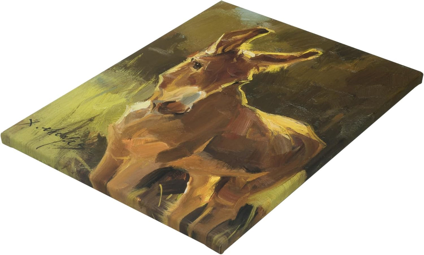 JZLDZS Donkey Canvas Wall Art Print, Framed Rustic Green Farm Animal Pictures Wall Decor for Bathroom Kitchen Bedroom, 12x16 Inch