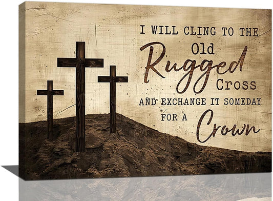 Christian Wall Art, Cross Pictures Wall Decor Religious Canvas Prints Framed Artwork Paintings Poster Home Office Decorations For Bathroom Bedroom Living Room Kitchen 24l X 16w