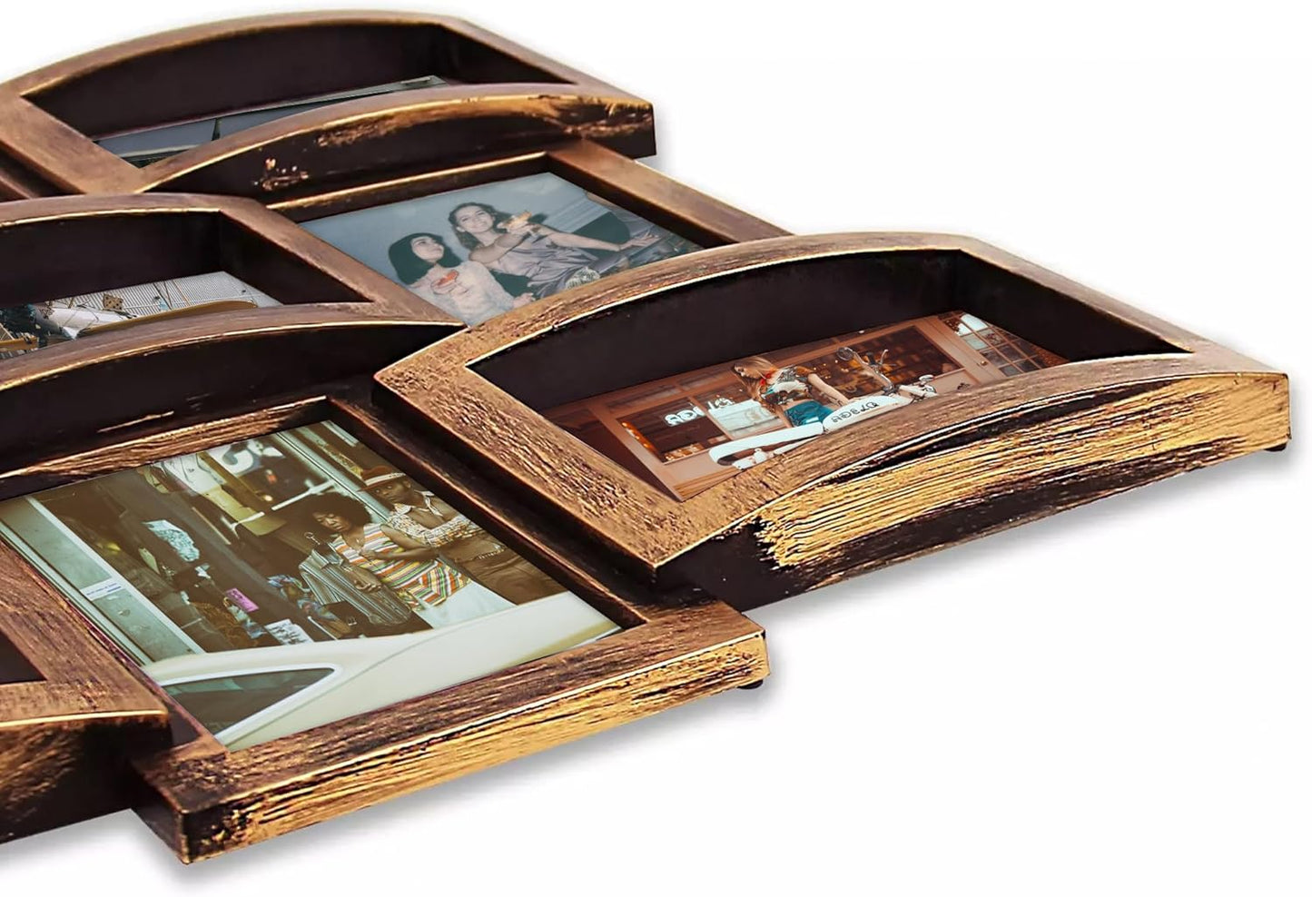 Jerry & Maggie 12 Opening Collage Photo Frame Rustic 23×18 Retro Bronze Finish PVC Picture Frames Selfie Gallery Collage Wall Hanging For 6×4 Photo, Golden