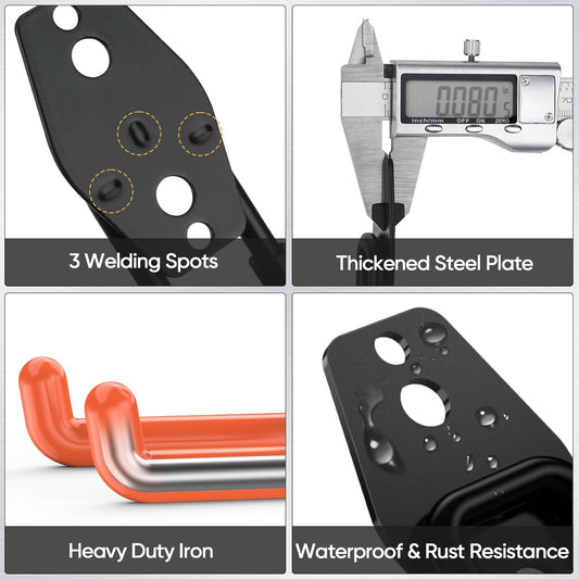 TICONN 2 Pack Heavy Duty Garage Hooks, Steel Utility Wall Storage Hooks, Wall Mount Hanger Organizer for Ladders, Bikes, Tools, Bulky Items (Small, Black Circular)