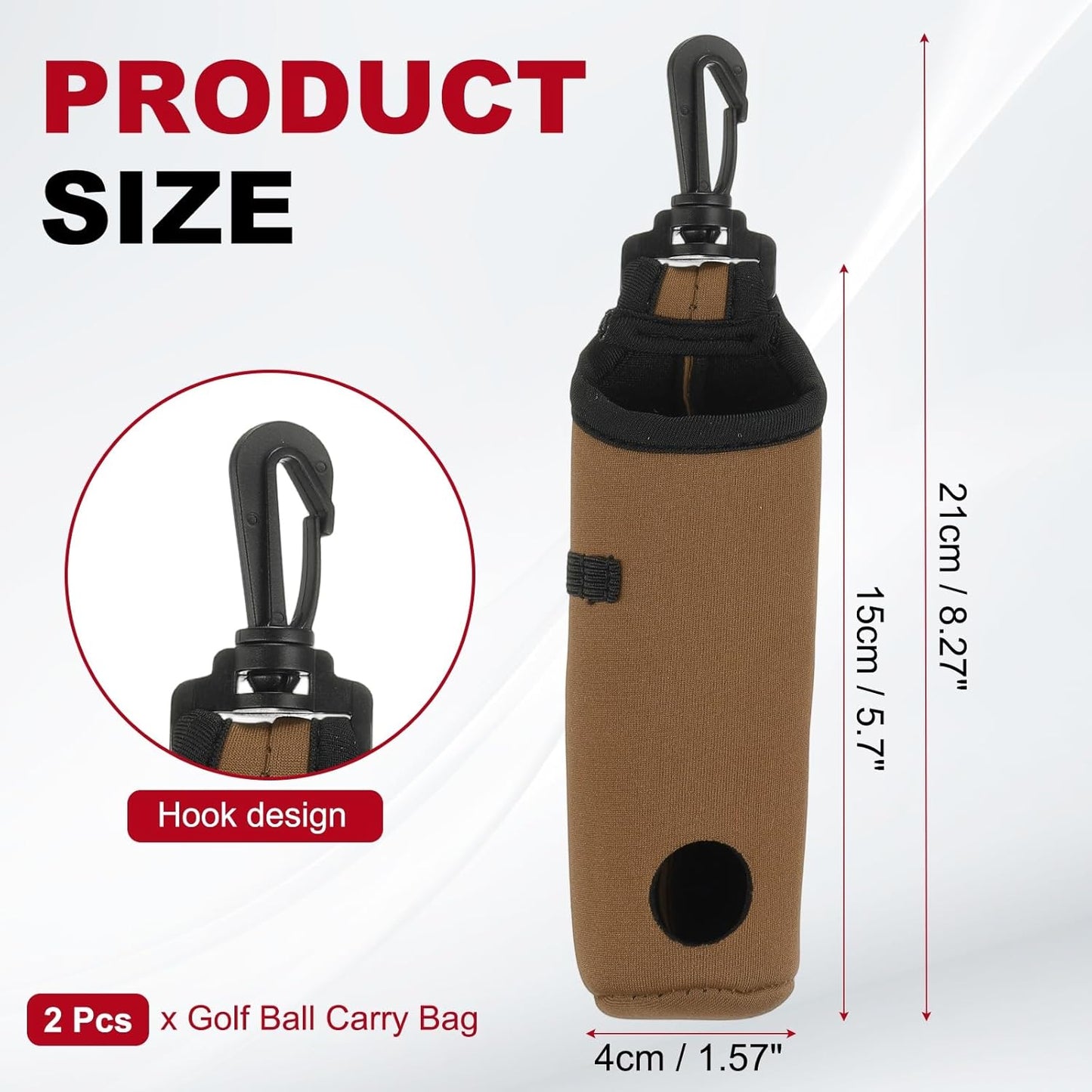 uxcell Golf Ball Carry Bag, Waist-Mounted Storage Bag Neoprene Golf Tee Holder Pouch with Lightweight Hook for Men and Women