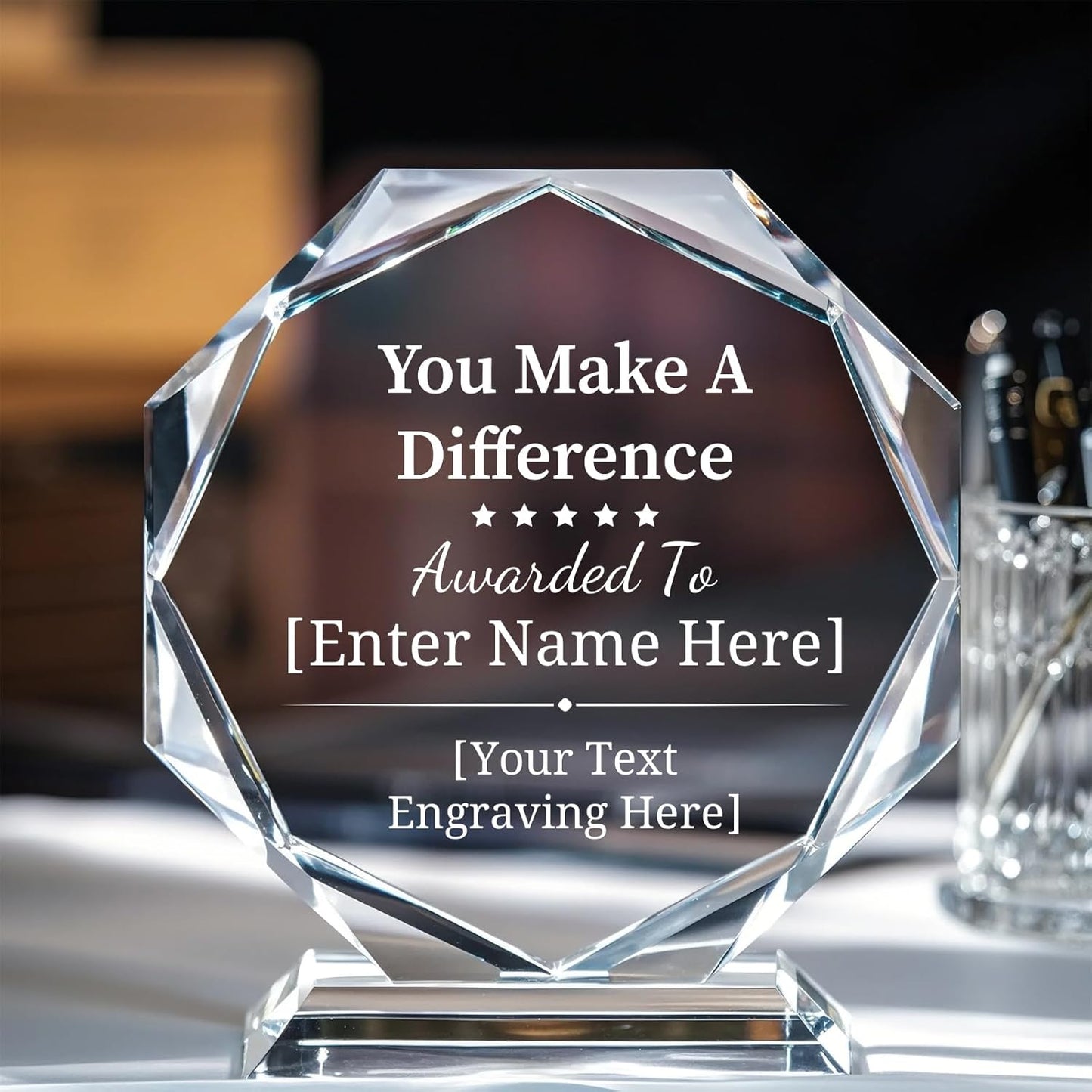 Personalized Crystal Trophy Award – Custom Awards and Trophies for Employees, Coworkers, Boss – Retirement, Farewell, Appreciation, Recognition Gifts – Custom Plaques