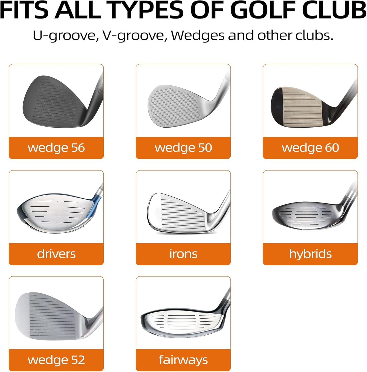 Golf Club Groove Sharpener, Re-Grooving Tool and Cleaner for All Irons Pitching Sand Lob Gap and Approach Wedges, Generate Optimal Backspin, Groove Repair Tool, Tungsten Carbide Head