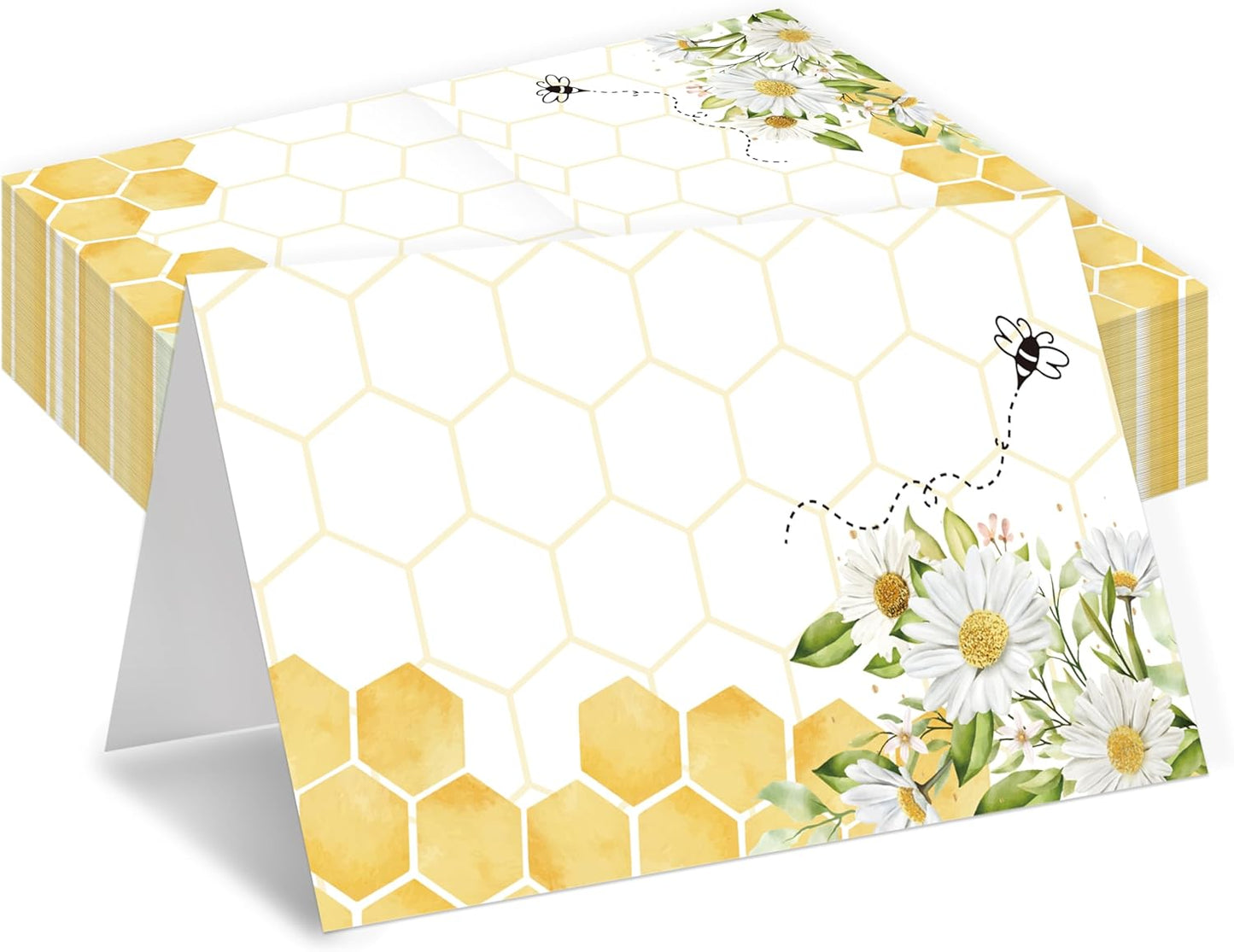 Bumble Bee Place Cards, Honey Bee Table Place Cards For Table Setting, Honeycombs Name Cards For Birthday Party Baby Shower Gender Reveal, 25 Cards Included -12