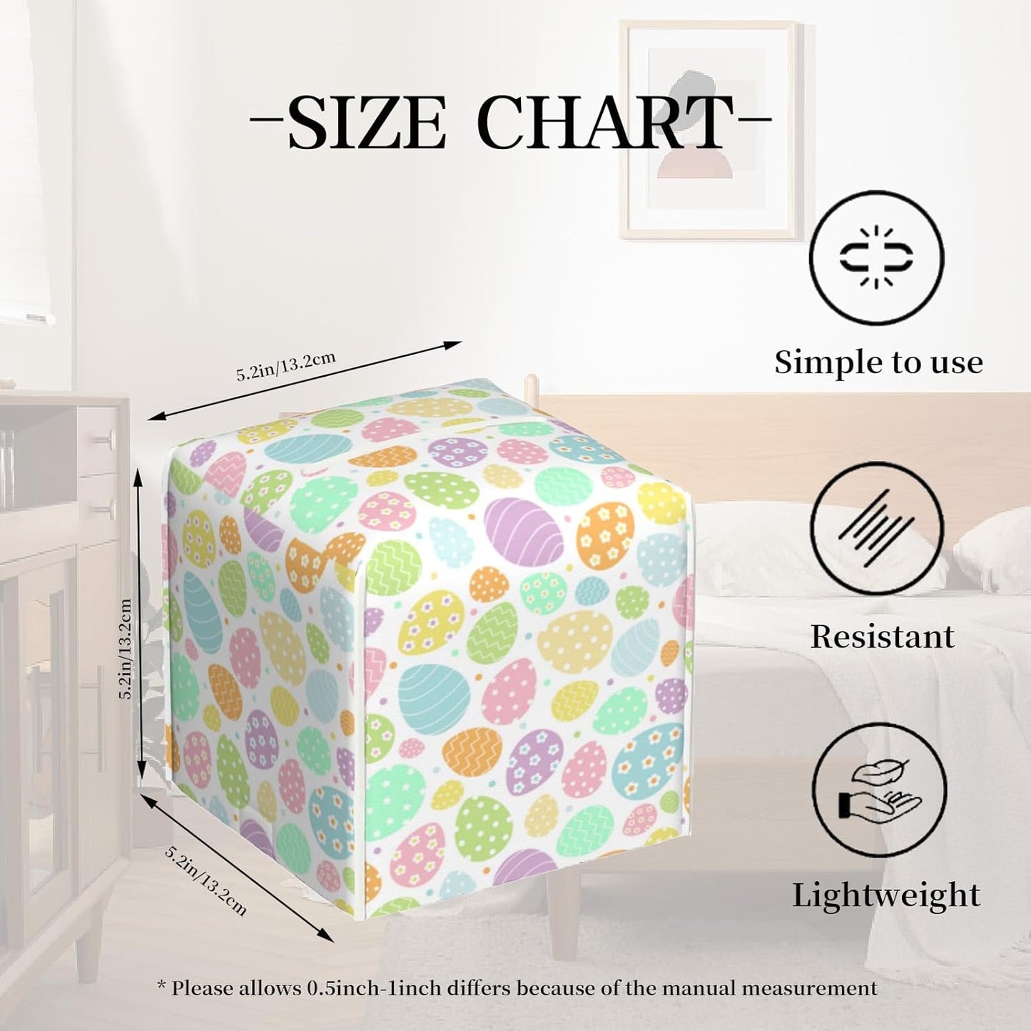 Tissue Box Cover Holder, Colored Easter Eggs PU Leather Square Tissue Box Cover Decorative Organizer for Bathroom Kitchen Bedroom Vanity Countertop Night Stands