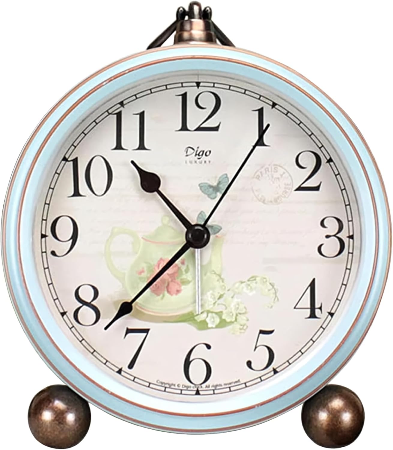 Maxspace 5.2in Desk Clock, Retro Silent Analog Clock Non-Ticking & Battery Operated with Quartz Movement,Clock Decor for Bedroom Living Room