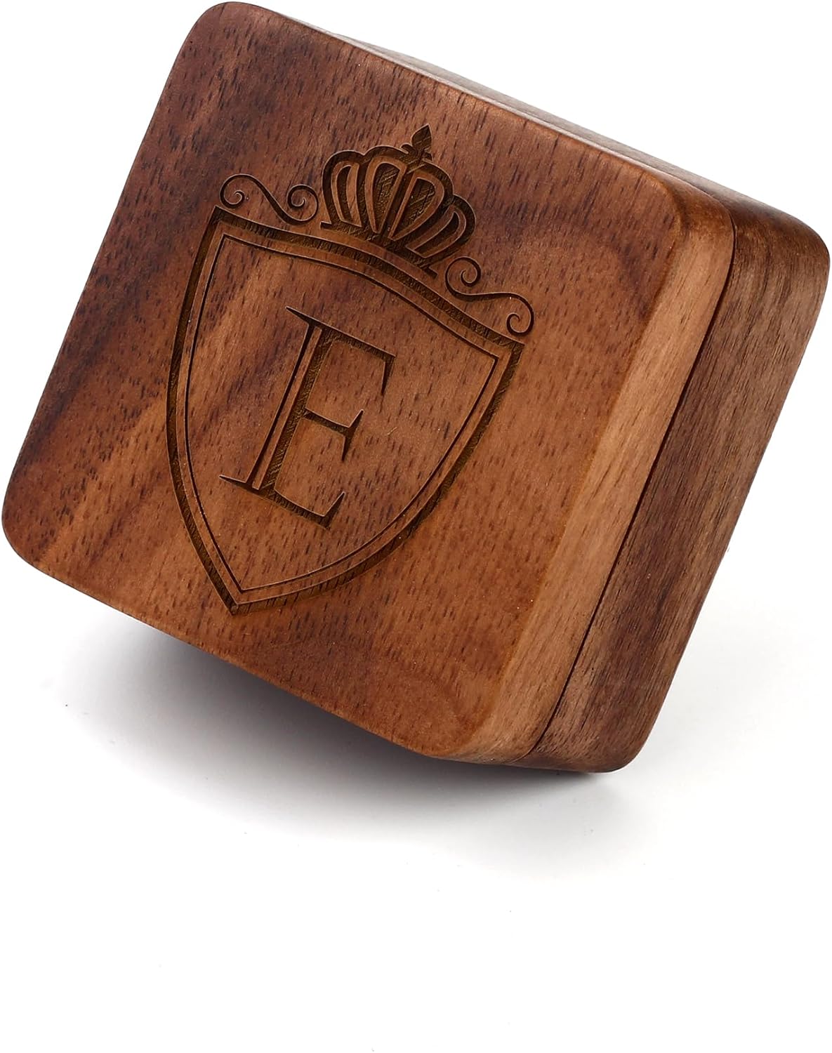 Mens Initial Silver Cufflinks A-Z Alphabet Letter Steel Cuff Links with Engraved Walnut Wood Box Groom Groomsman Wedding Set…