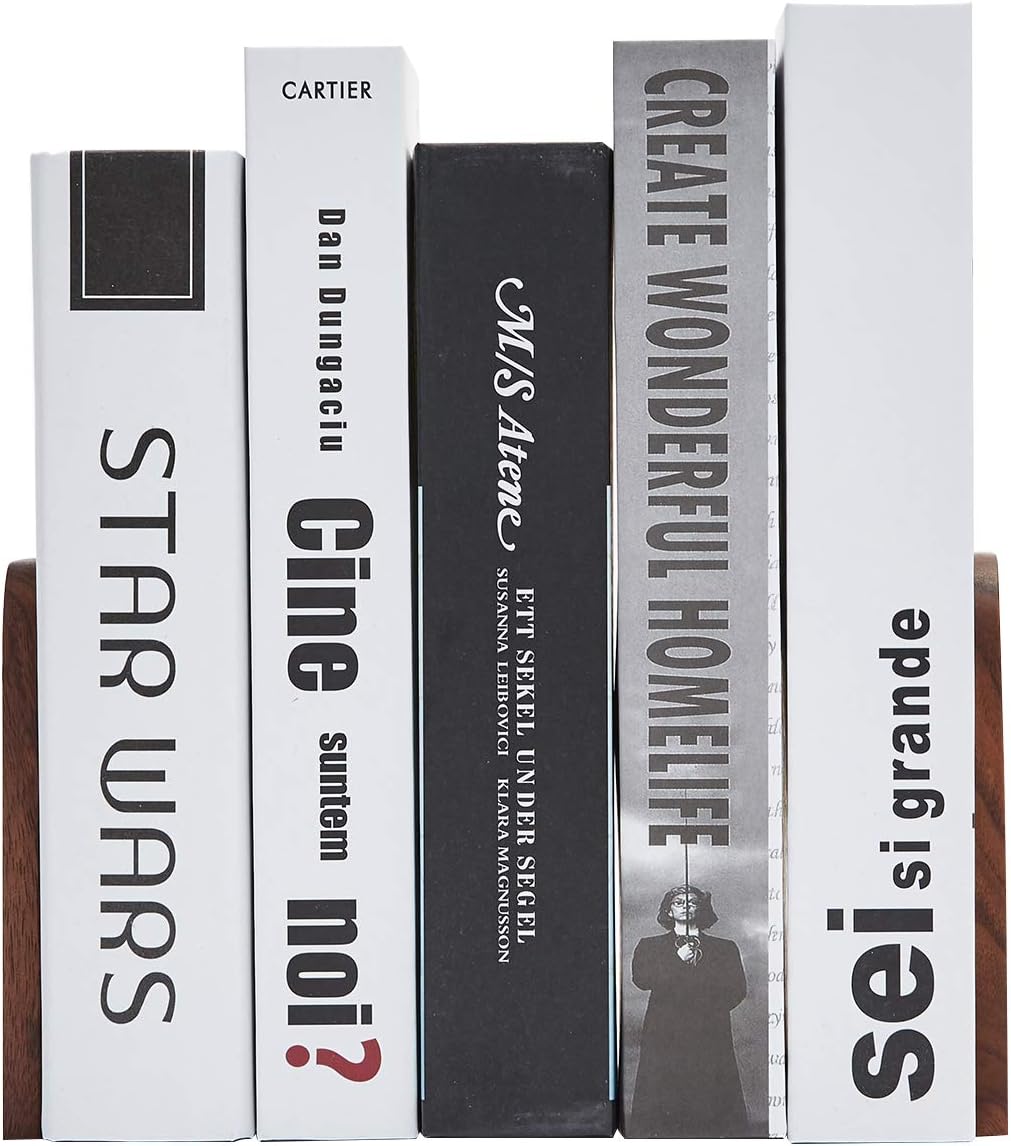 Pandapark Wood,Non-Skid Bookend for Shelves,Heavy Duty,Book Stand for CDs,1 Pair