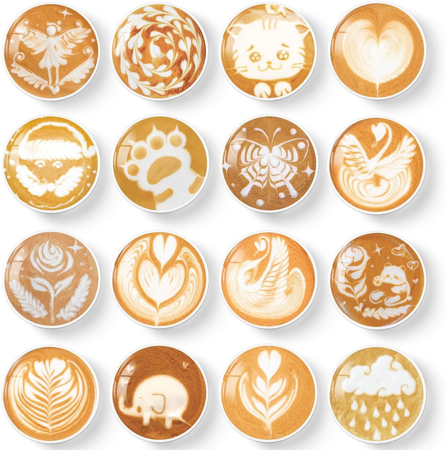 MORCART 16PCS Refrigerator Magnets, Latte Art Fridge Magnets Decoration for Locker Whiteboard Decorative Magnetic Board Cabinets Classroom Office Cubicle School (Latte Art)
