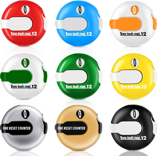 9 Pcs Golf Score Counter Mini Golf Stroke Counter Clicker Accessories for Women Men Scoring Keeper with Touch Reset and Clip Attachment to Scorekeeper Glove, 1.2 in