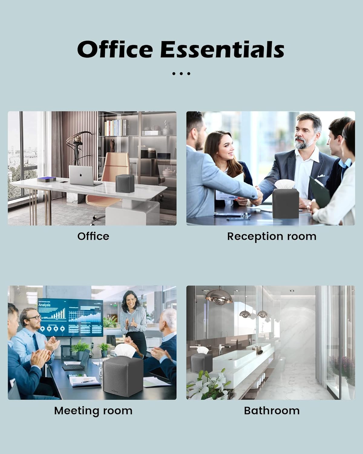 Tissue Box Cover for PU Leather, Modern Simple Solid Color Holder Square Tissue Bag, Ideal for Bathrooms,Office,Car,Nightstand,Outdoor Tent,Dining Table,5"X5"X5", Single Charcal