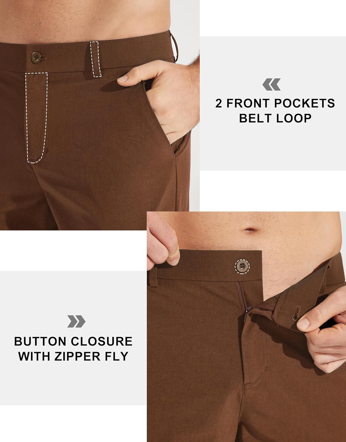 Libin Mens Golf Pants Stretch Work Dress Pants 30"/32"/34" Quick Dry Lightweight Casual Comfy Trousers with Pockets