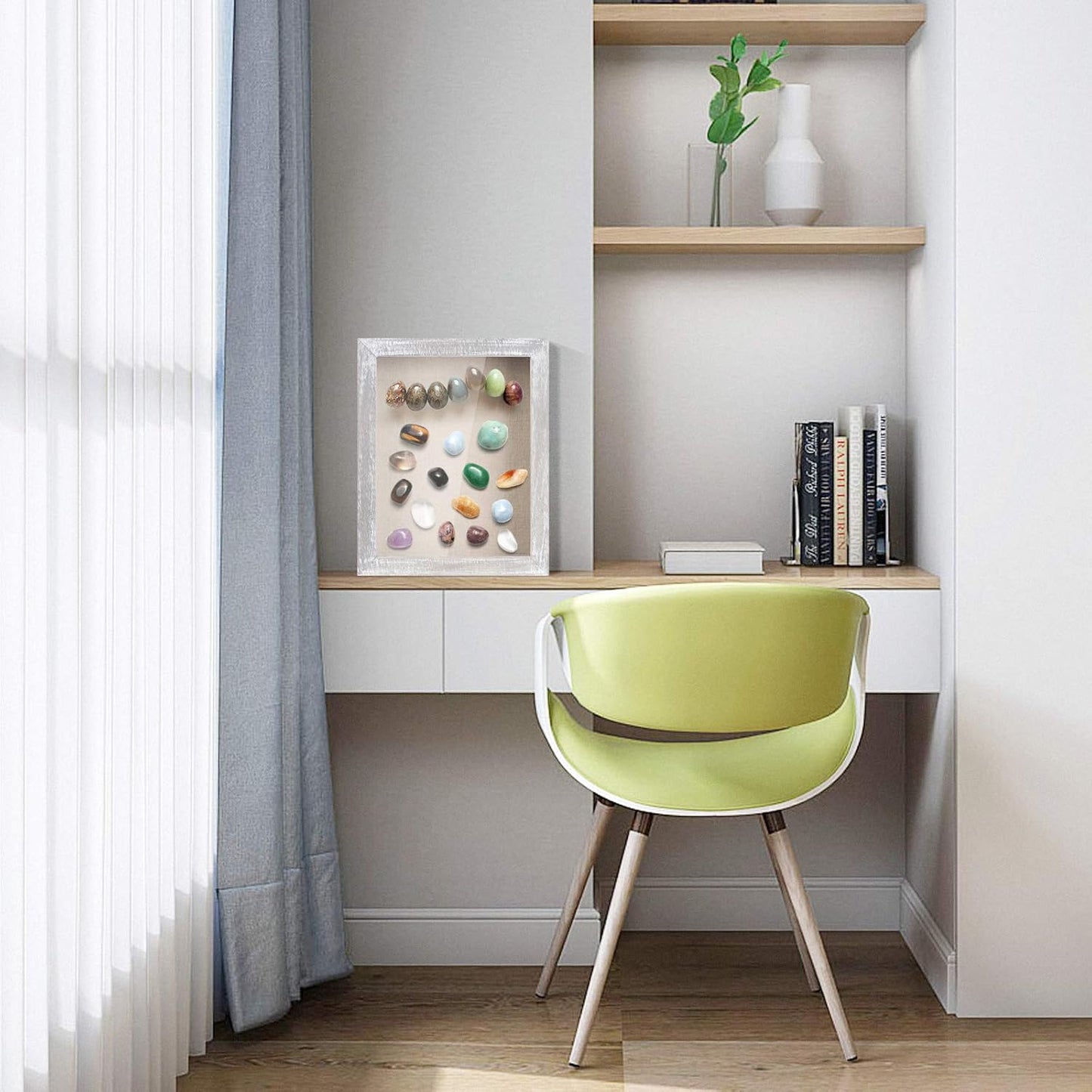 Love-KANKEI Shadow Box Frame 8x10 Shadow Box Display Case with Linen Back Memorabilia Awards Medals Photos Memory Box Gift Grey