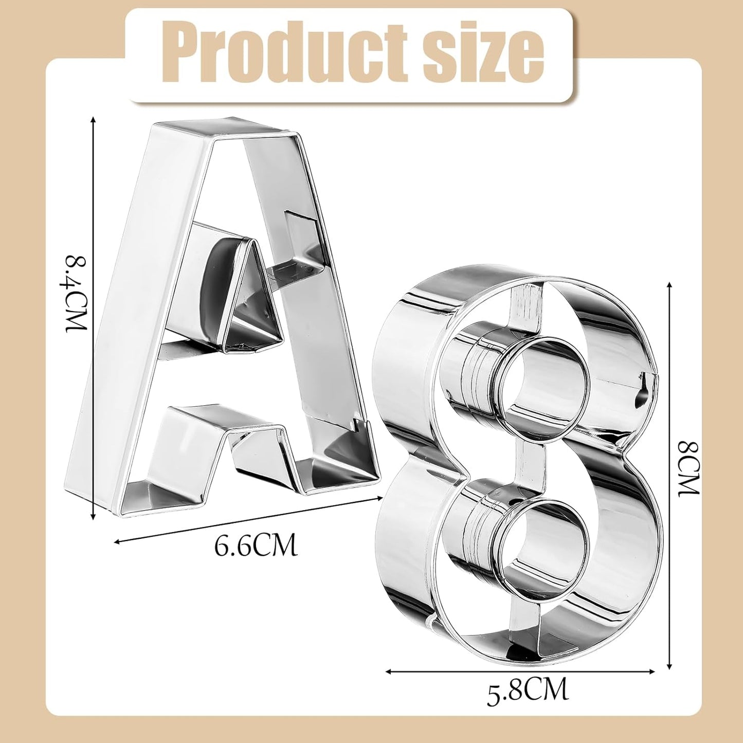 35 Pcs 3 Inch Large Size Alphabet & Number Sandwich Cookie Cutters Sets Funny Metal Baking Tool Stainless Steel Letters Biscuits Mold Home Party Supplies