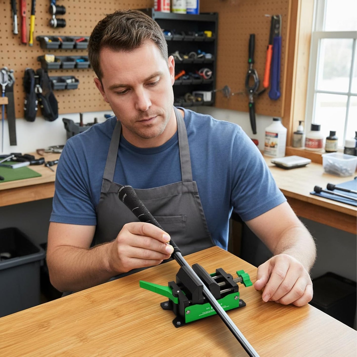 Nicunom Golf Club Regripping Pro Kit, Aluminum Club Vise Clamp Quick Release Golf Shaft Clamp Grip Vice Golf Grip Removal Tool for Home or Workshop