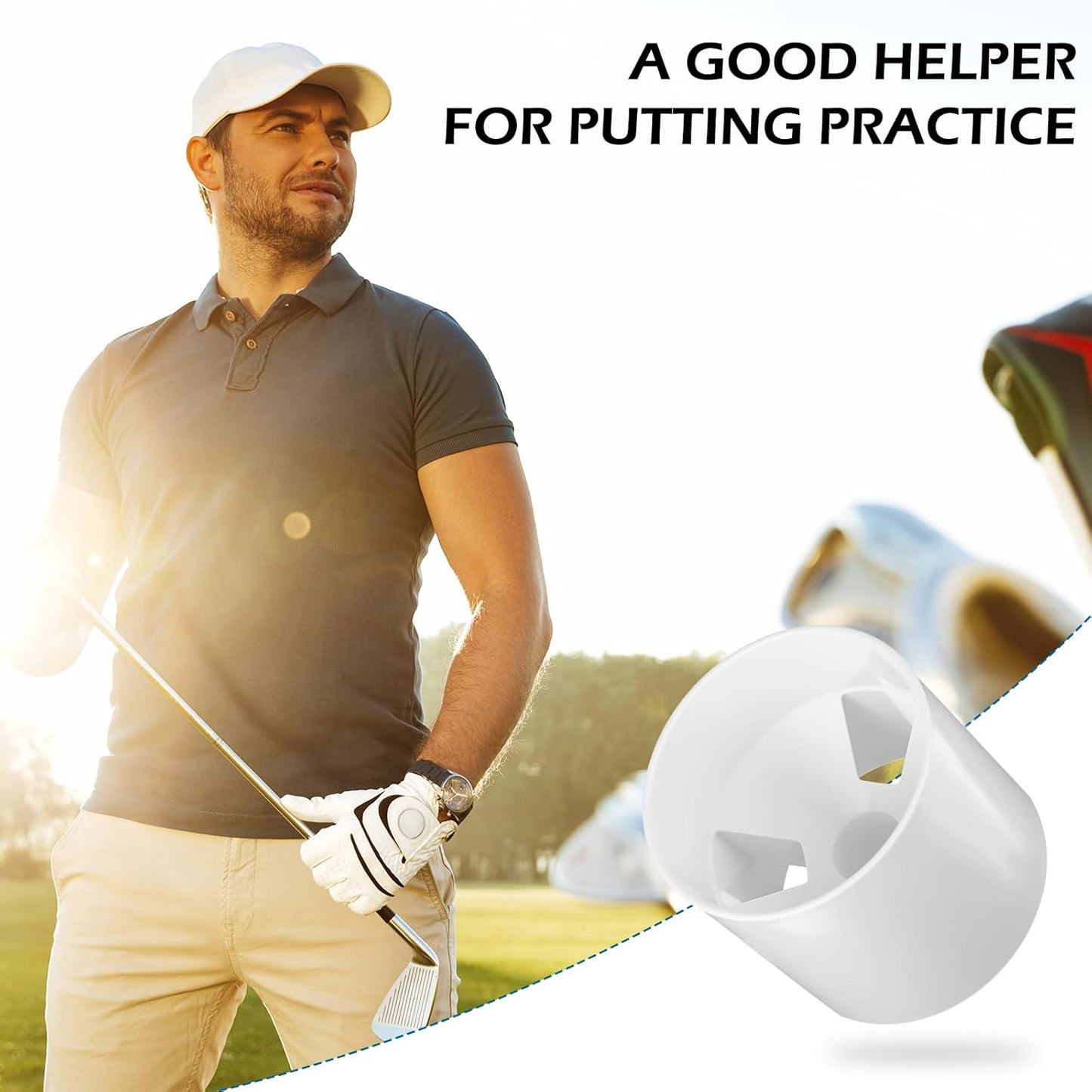 4PCS White Golf Hole Cups, 3.9" Depth & 4.3" Diameter, ABS Plastic Putting Green Cups with Drain Holes for Outdoor Backyard Practice