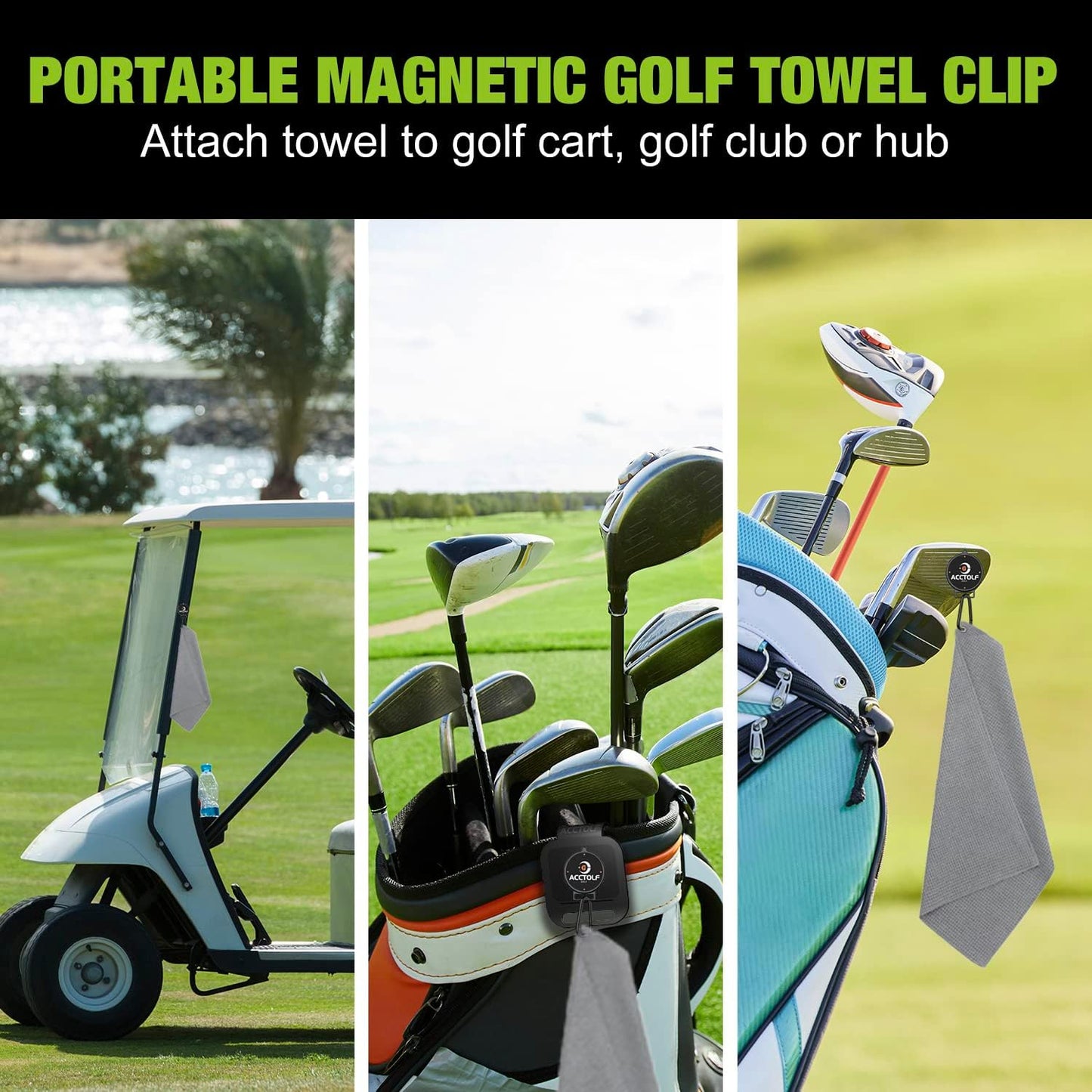 2Pack Magnetic Golf Towel Clip, Magnetic Clip for Golf Towel, Golf Magnetic Clip for Golf Cart, Clubs or Golf Hub, Removable Industrial Magnetic Accessories