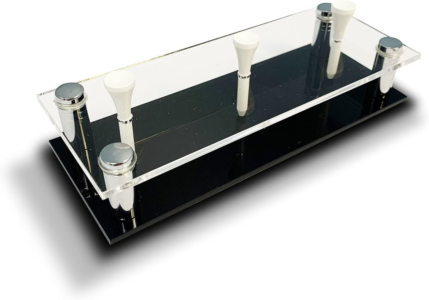 USA Company - Acrylic Golf Ball Display Stand | Holds 3 Golf Balls | Acrylic and Metal | 3 Golf Tees Included