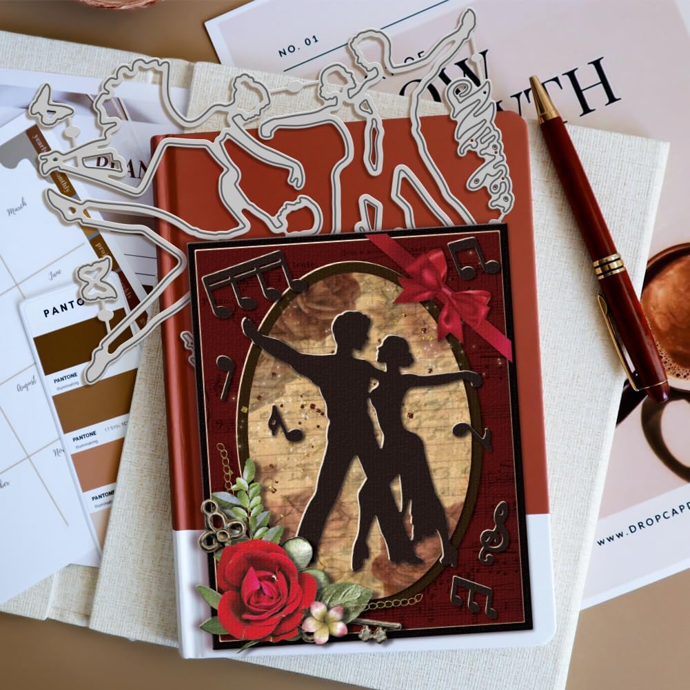 GLOBLELAND Latin Dance Lady and Gentlemen Cutting Dies for DIY Scrapbooking Musical Note Metal Cut Dies Men and Women Dancing Party Die Cuts for Card Making Embossing Photo Album Craft Decor