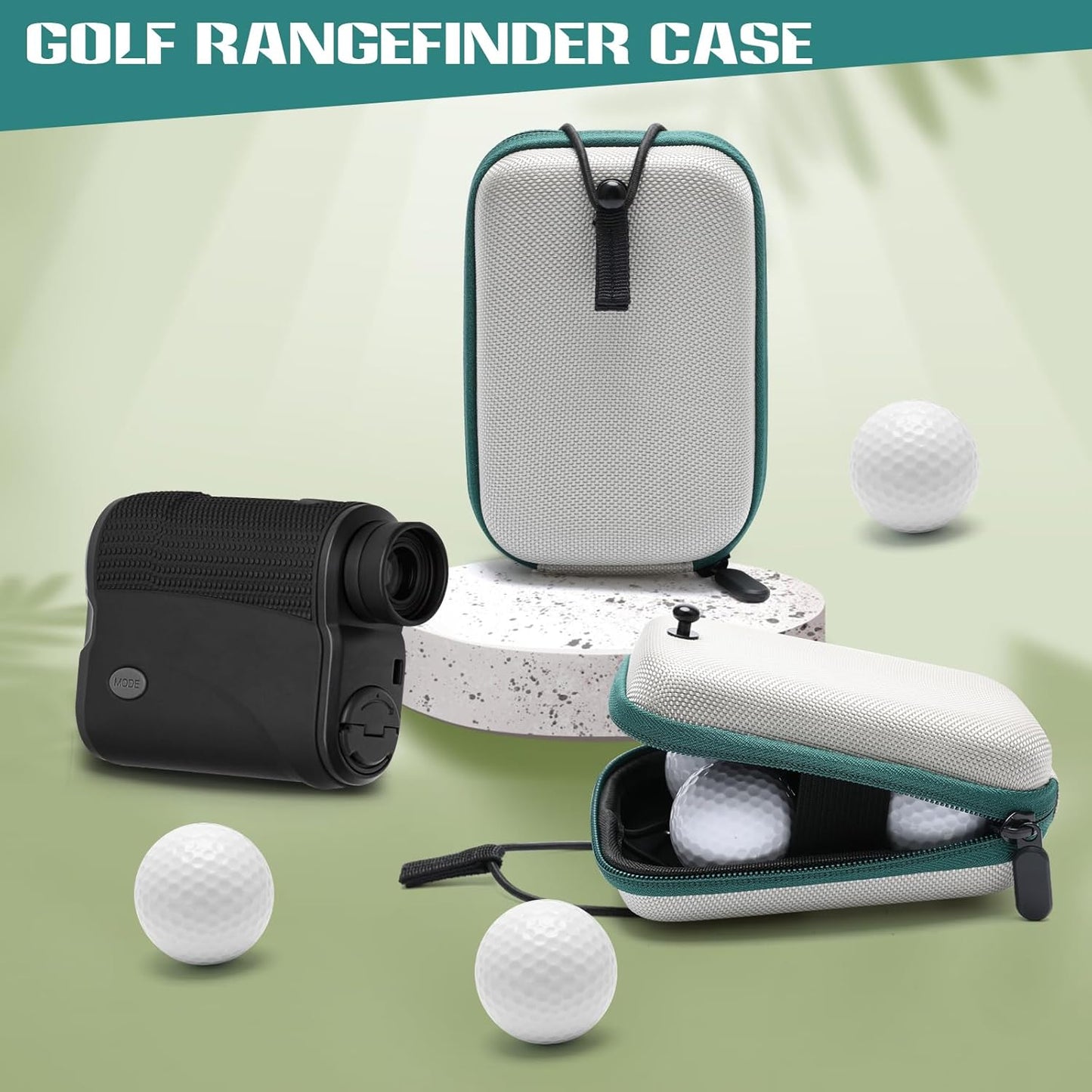 Golf Rangefinder Hard Shell Case, Hard Golf Rangefinder Case Universal Range Finder Carry Bag (Grey+Green)