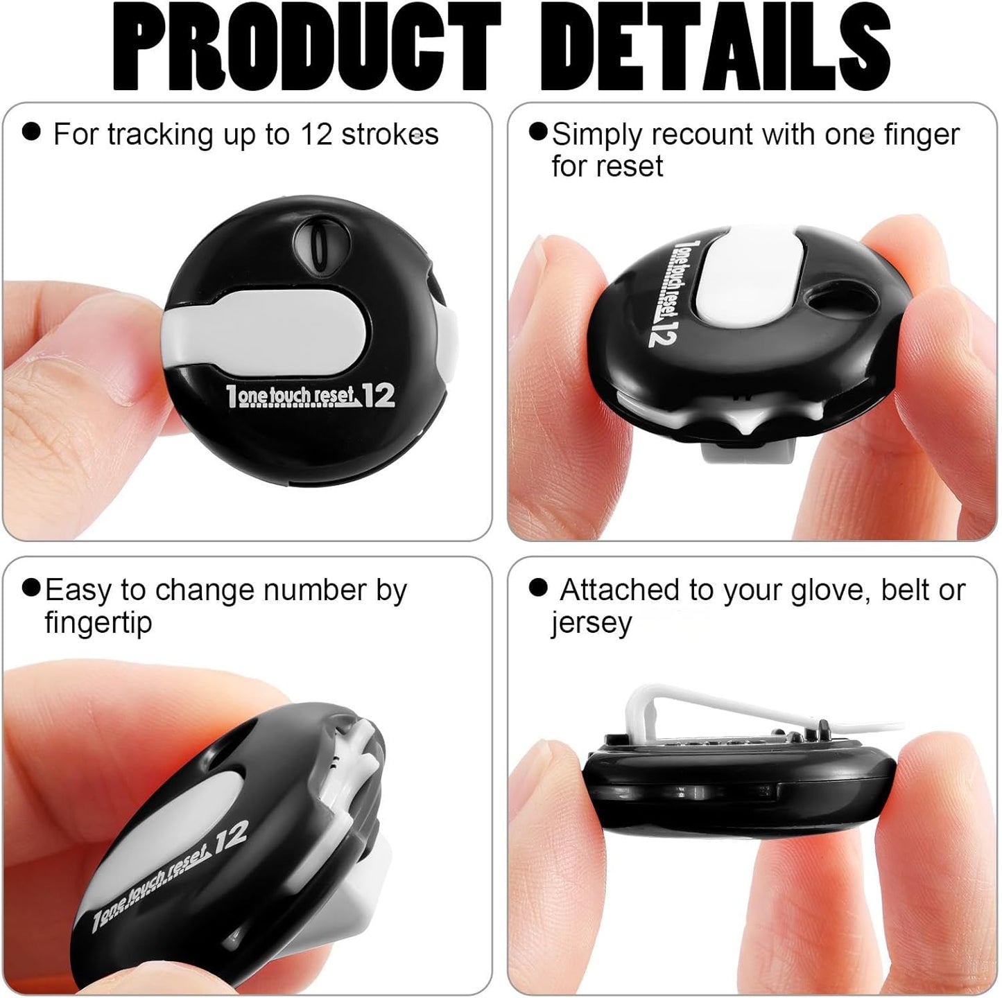 Weewooday 2 Pieces Golf Score Counter Golf Stroke Counter Golf Counter Clicker with One Touch Reset for Golf Game Scorekeeper Outdoor Activities Sport (Black)