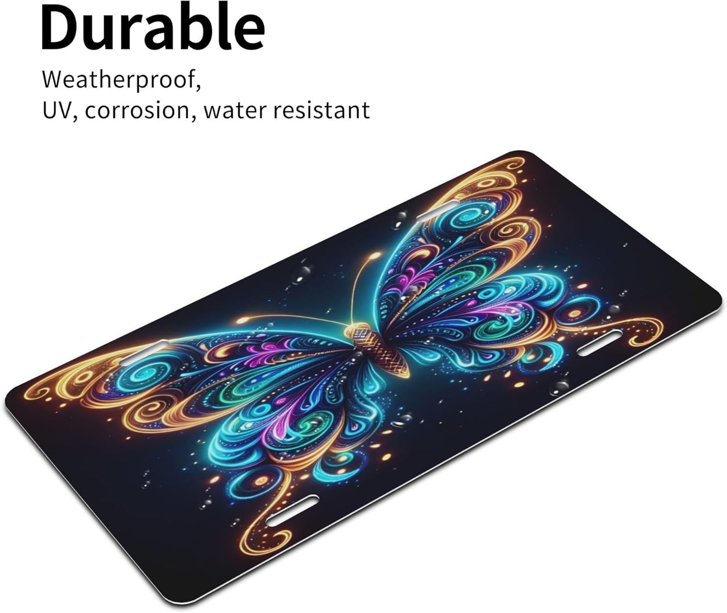 Custom License Plate Personalized Animal Butterfly Funny Aluminum Front License Plates Decorative Rust-Free Metal Car Plate Covers for Women Men Car Tag Accessories fit Truck SUV Rv 12 X 6 in