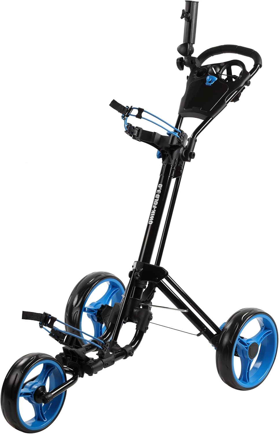 Golf Push Cart 3 Wheel with Foot Brake – 1-Second Fold/Unfold, Adjustable Handle, Umbrella Holder, Beverage Compartment & Storage | Lightweight Aircraft-Grade Aluminum Frame