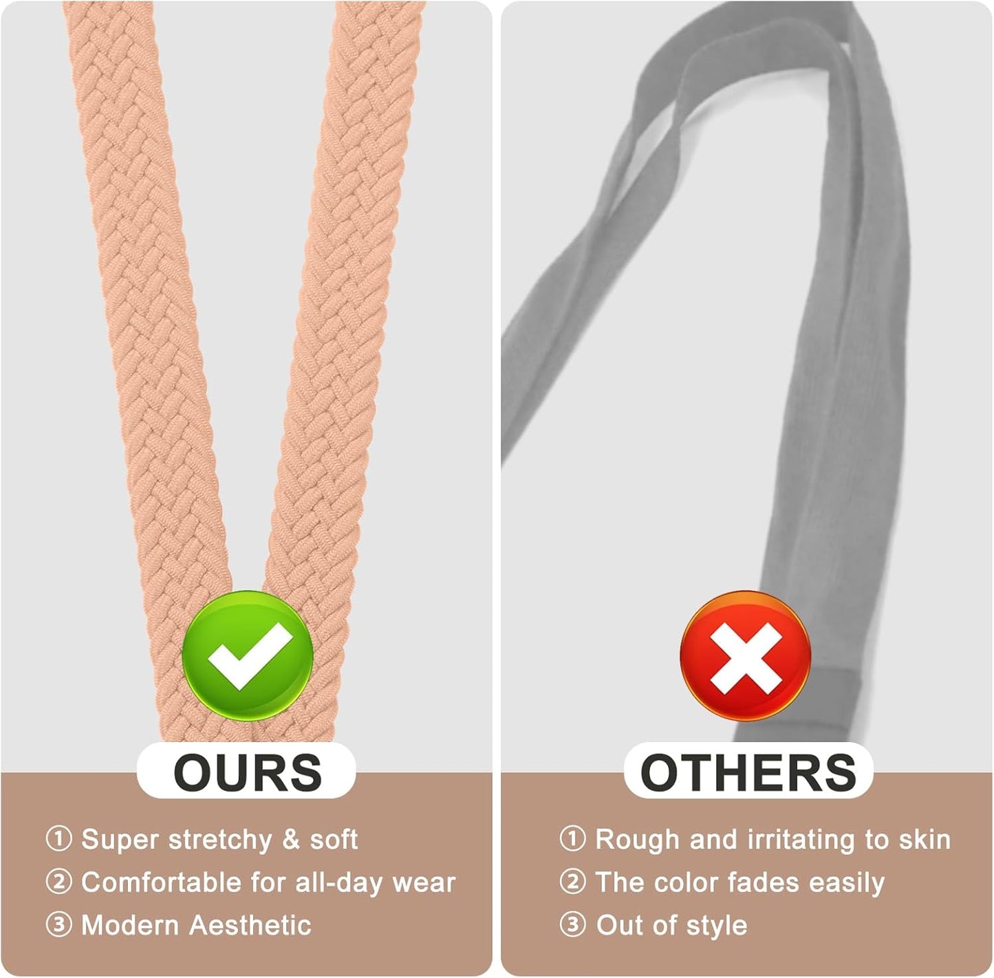 Fishent Stretchy Thin Lanyards for Keys ID Badges, Cute Long Teacher Neck Key Lanyard Keychains for Women Men Wallet Phone（Pink Sands）