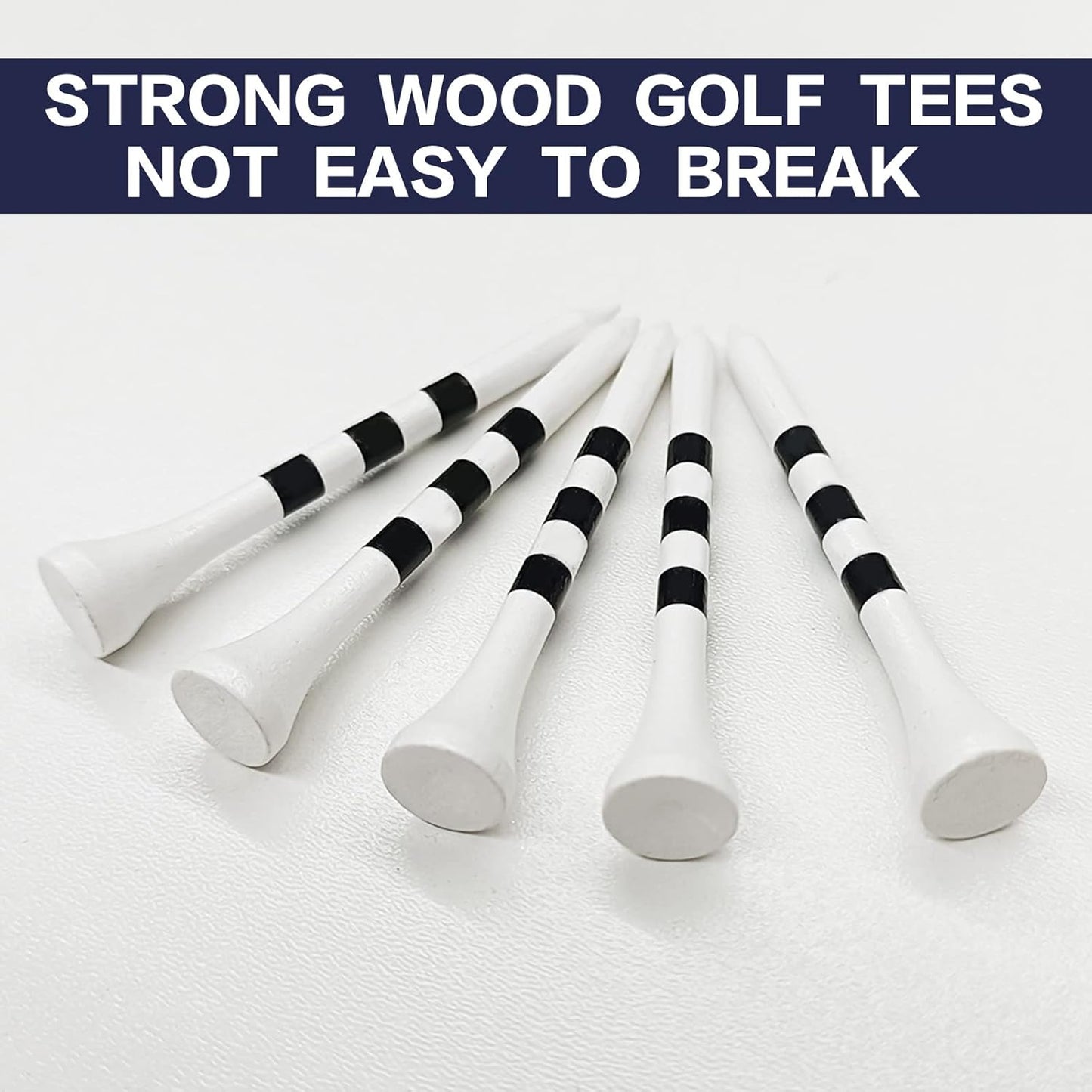 FINGER TEN Golf Tees Wood 3 1/4 2 3/4 Inch Wooden Bamboo 50/120 Count, Durable Biodegradable Colored Bulk Tee 70mm 83mm