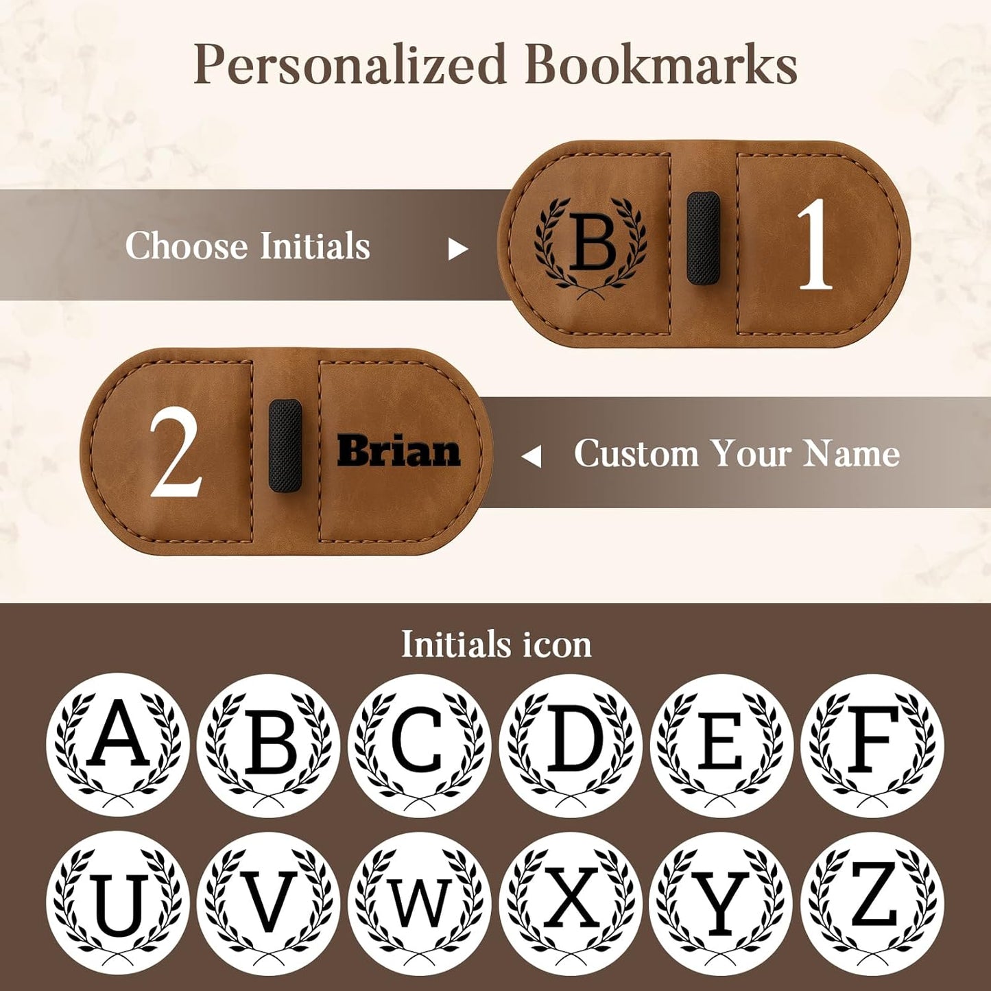 Personalized Bygone Mark Bookmark with Pen Holder,Engraving Leather Magnetic Bookmarks Vintage 26 Letters Name Initials Text Book Marker Clips Gifts for Reading Book Lovers Women (Red, D)