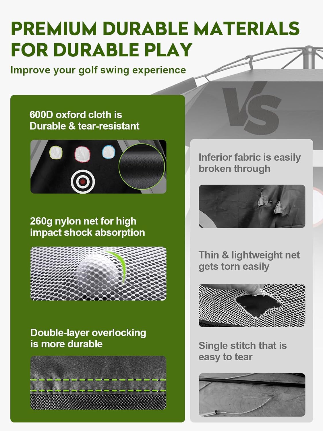 Easy POP UP Golf Net 10x7FT: No-Assembly Golf Hitting Net with Tri-Turf Mat - in Home Golf Practice Nets for Backyard Driving Chipping Swing Training with Travel Bag - Gifts for Men Teenagers Golfers