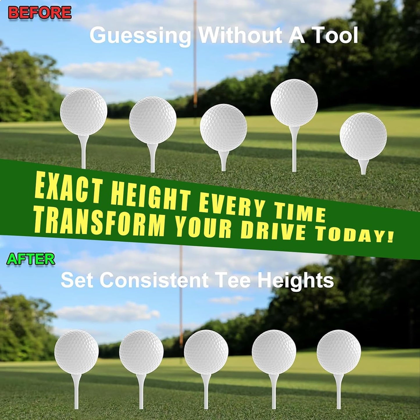 Golf Tee Height Tool, 1PCS Adjustable Golf Tee Height Tool, Height Adjuster for Outdoor Golf Training Aid, Measuring Device Lightweight Swing Training Aid for Consistent and Precise Shots