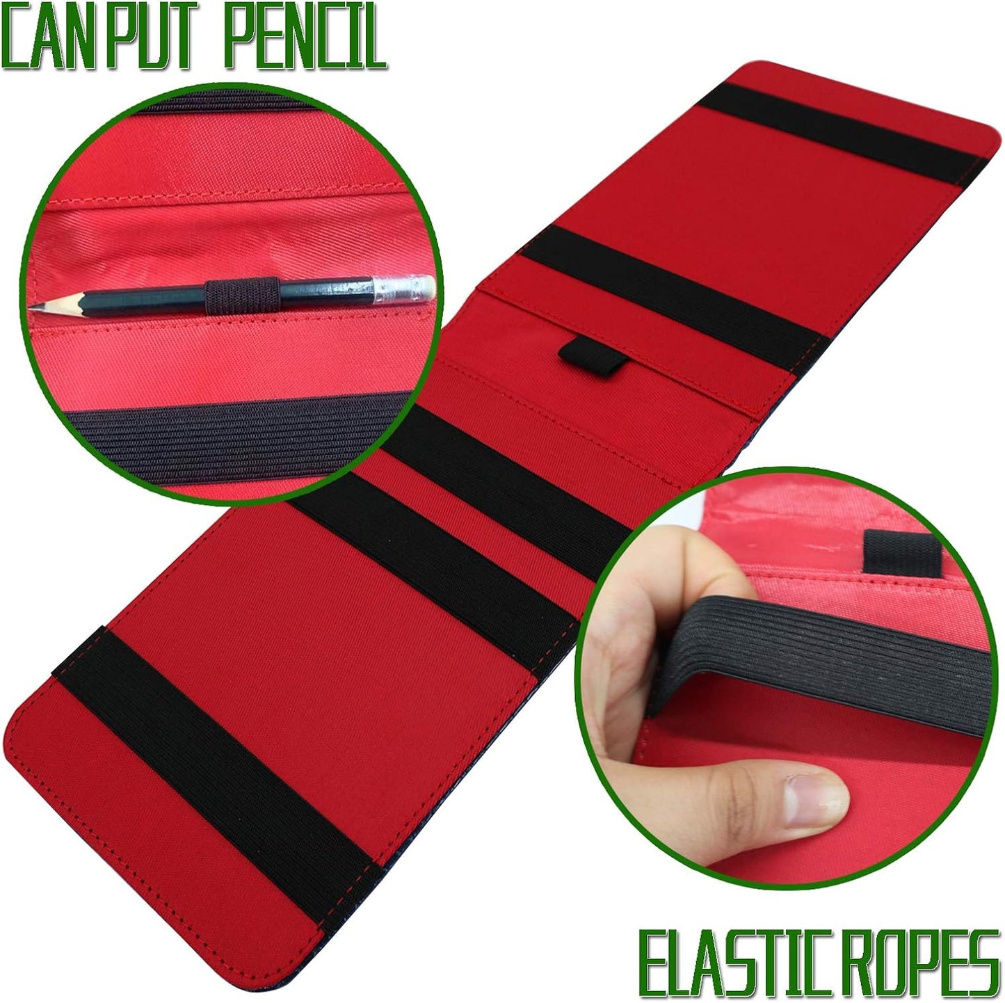 FINGER TEN Golf Scorecard Holder Leather Yardage Books Cover Lucky Clover with 2 Free Pencil Value Pack Deluxe Pocket Score Card Covers Gift for Men Women Golfer