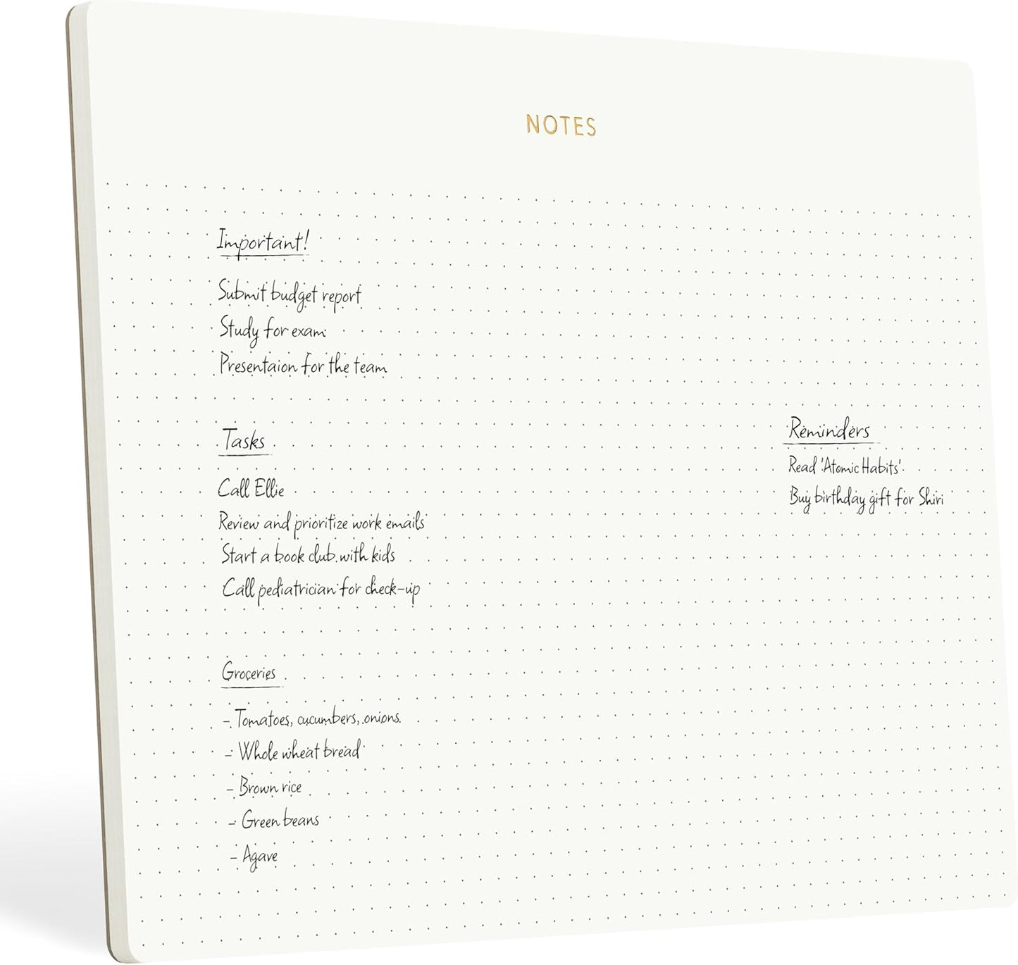 Mouse Pad Notepad for Professionals, 9.8" x 7.9", 50 Sheets, Minimalist, Gold Foiled, Dotted Layout, Executive's Desk Note Pad, To Do List Notepad, Eco-friendly, FSC™ Certified Planner Pad
