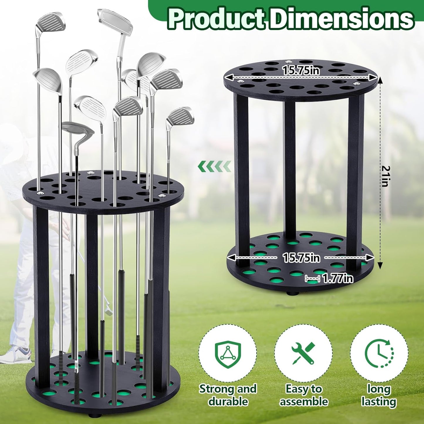 Wooden Golf Club Display Rack Pool Stick Holder Putter Stand for 22 Multiple Golf Club Organizer for Home Office