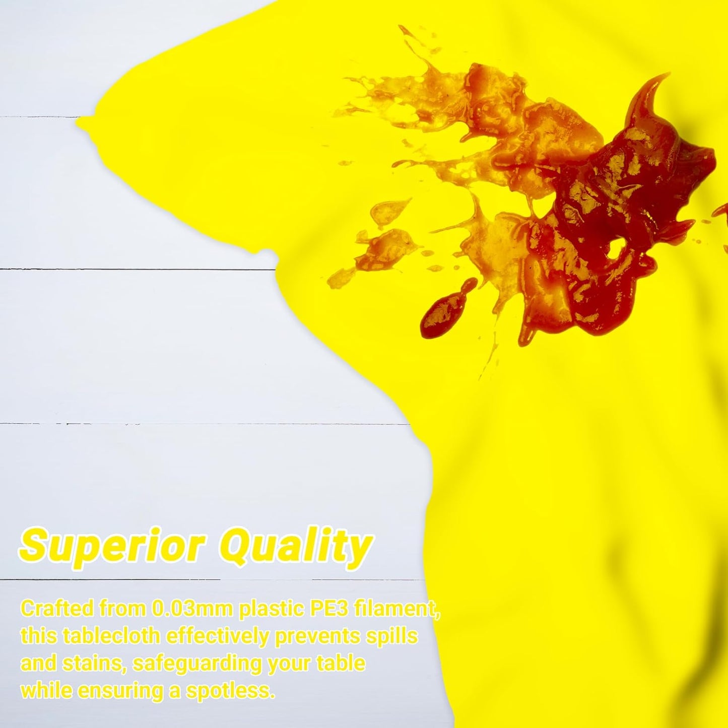 QZYL 4 PCS Rectangle Tablecloth, 54 x 108 Inches Congratulations Decorations of Picnic Table Cover, Robust Yellow Table Cloth for Restaurant Party, Plastic Table Cloth of Leakproof and Waterproof