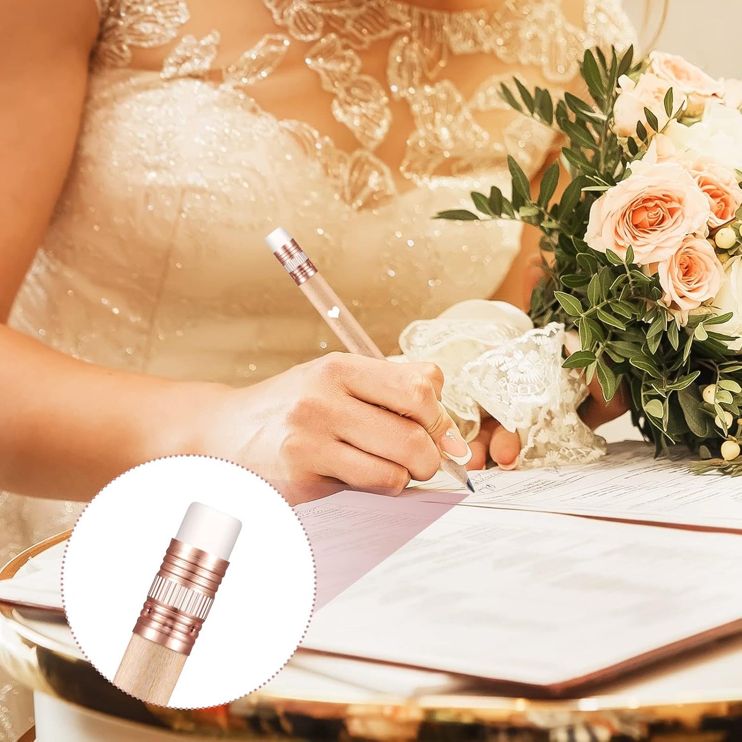 Crtiin 50 Pcs Mini Golf Pencils with Eraser Pre Sharpened 4 Inch Pocket Half Pencils for Bridal Shower Baby Shower Wedding Game School Office Supplies Party Favors Prize Gift(Mixed Color,Dot, Heart)