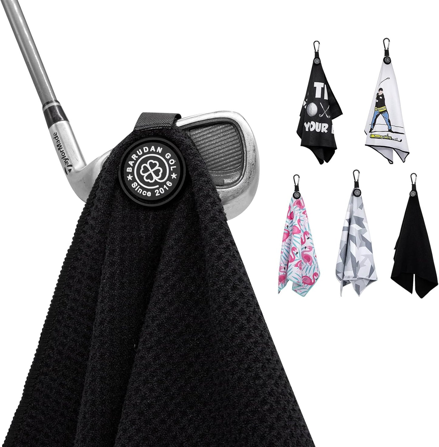Magnetic Golf Towel for Men Women Golfer - Black Microfiber Golf Towel Magnet with Waffle Texture - Strengthen Magnet Golf Towels for Stong Hold to Golf Clubs Carts Metal Objects