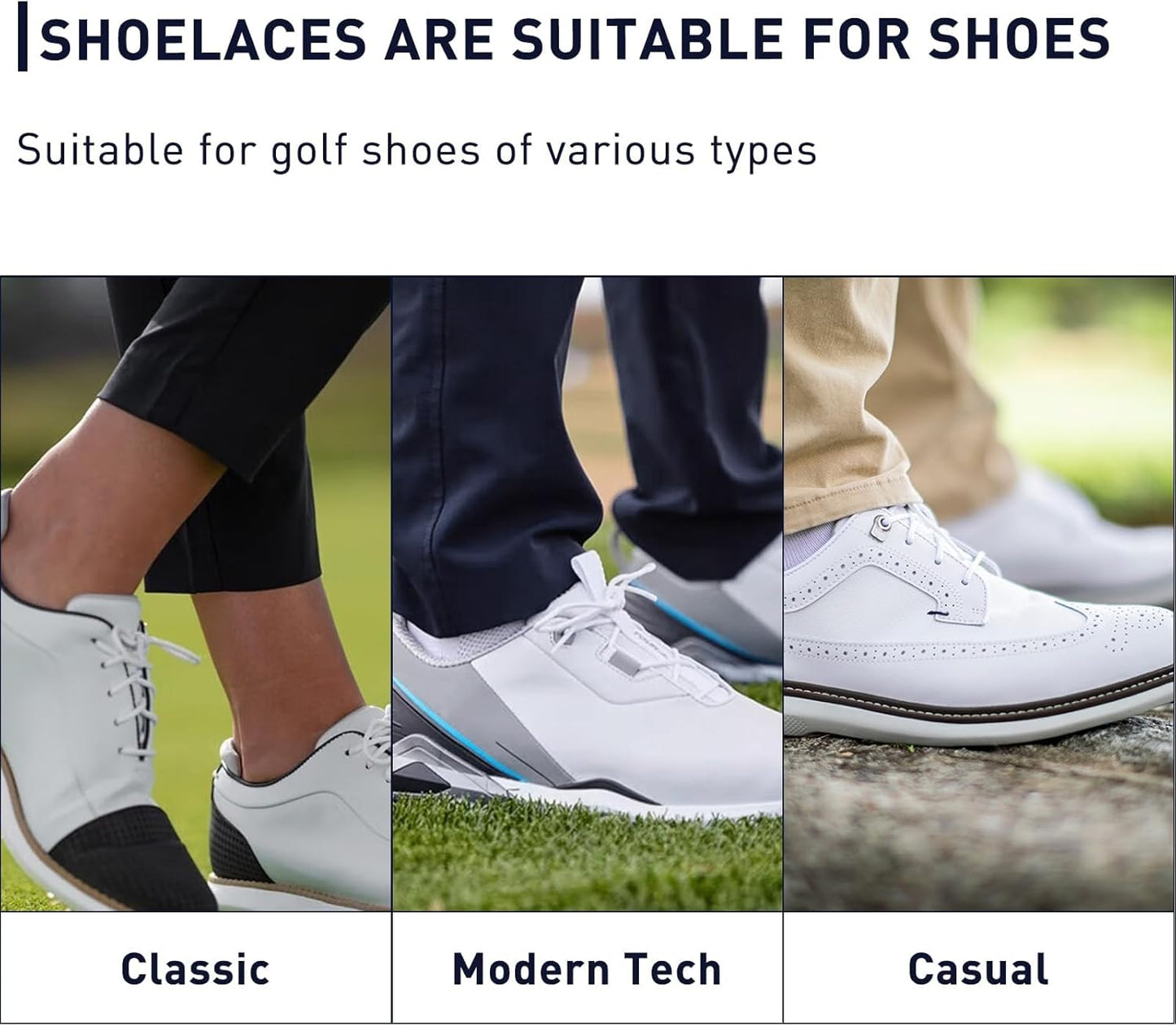 2 Pairs Cotton Golf Shoe Laces for FootJoy Sports Shoes, Round Thin Dress ShoeLaces Replacement Shoe Strings