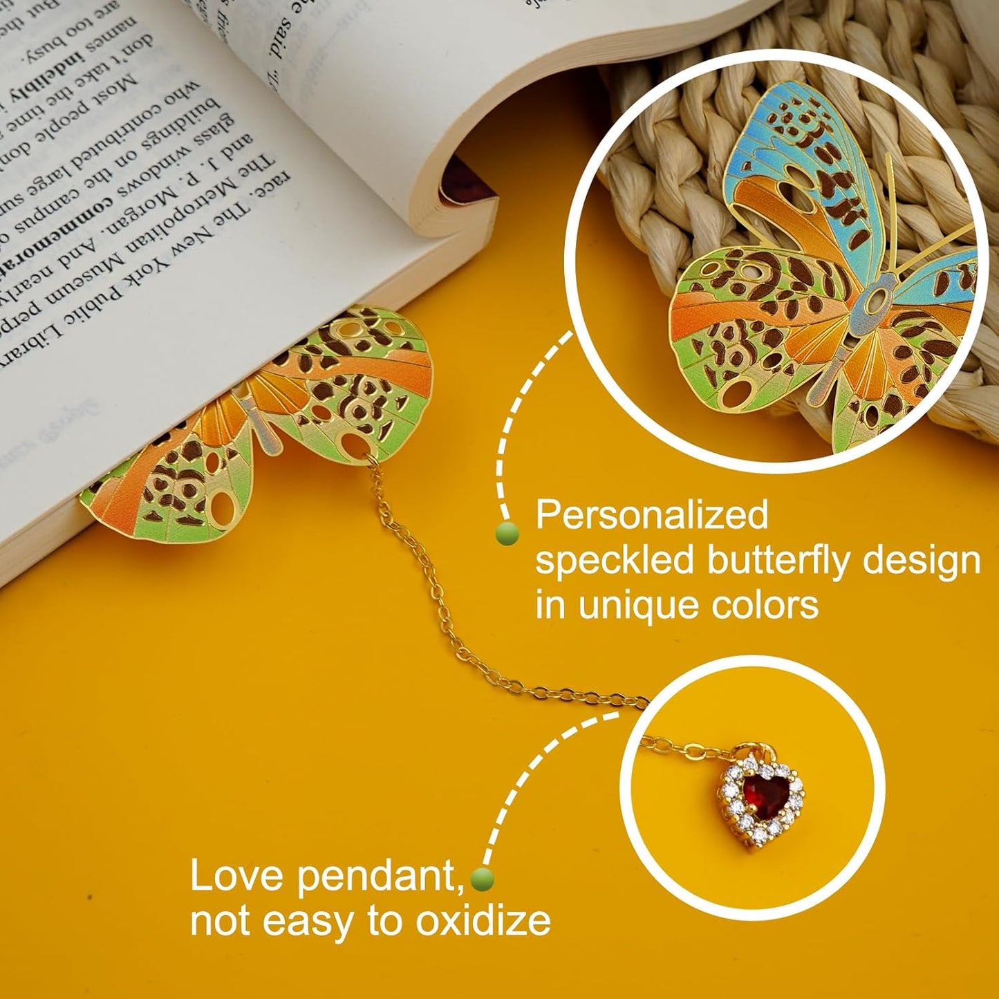 Butterfly Bookmarks for Women,Metal Bookmark,Unique Gifts Book Markers for Women Book Lovers,Teacher Appreciation Gifts,Valentine Mother's Day Christmas New Year Birthday Gift (03-Spotted)