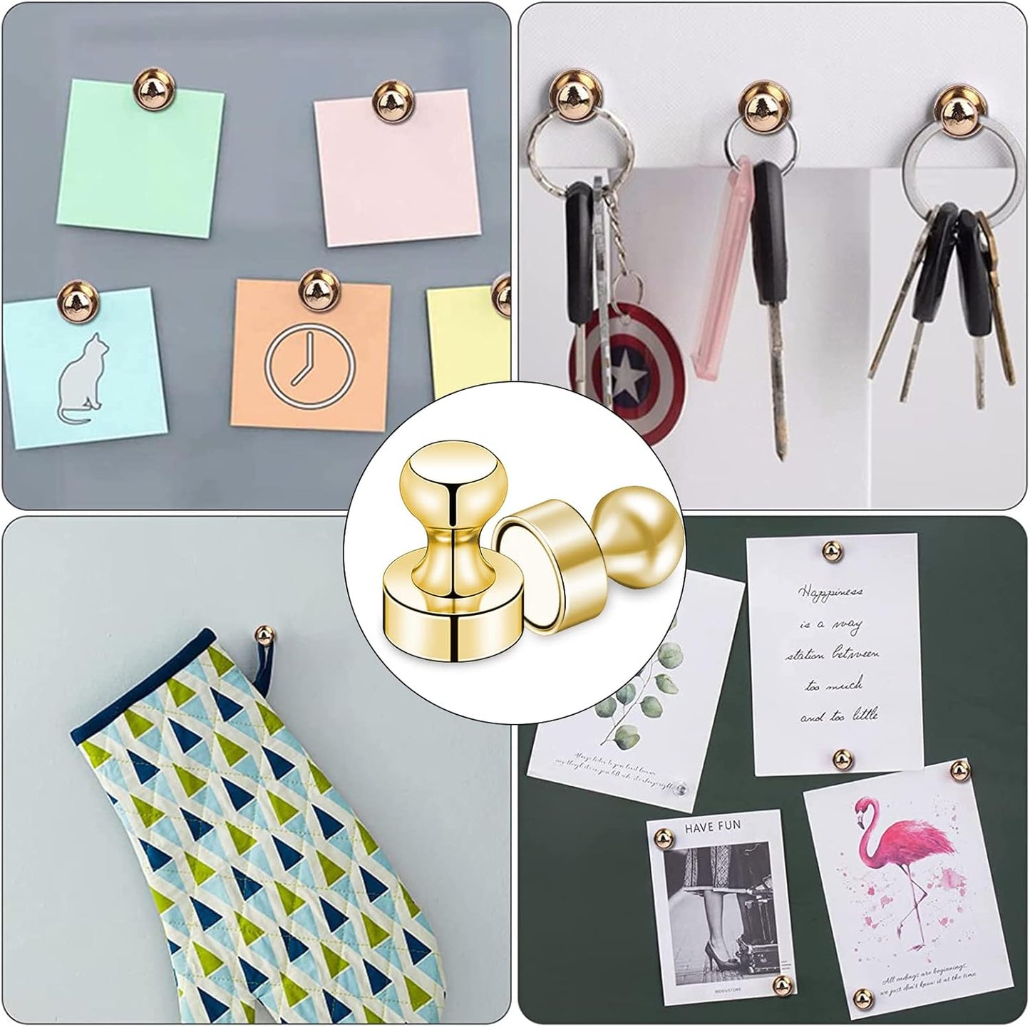 LOVIMAG Fridge Magnets 20Pcs Refrigerator Whiteboard Small Strong Magnet Classroom Kitchen Accessories Decorative Locker Set Decor Must Haves Office Calendar Refrigerador Magnetic Cute Crafts Gold