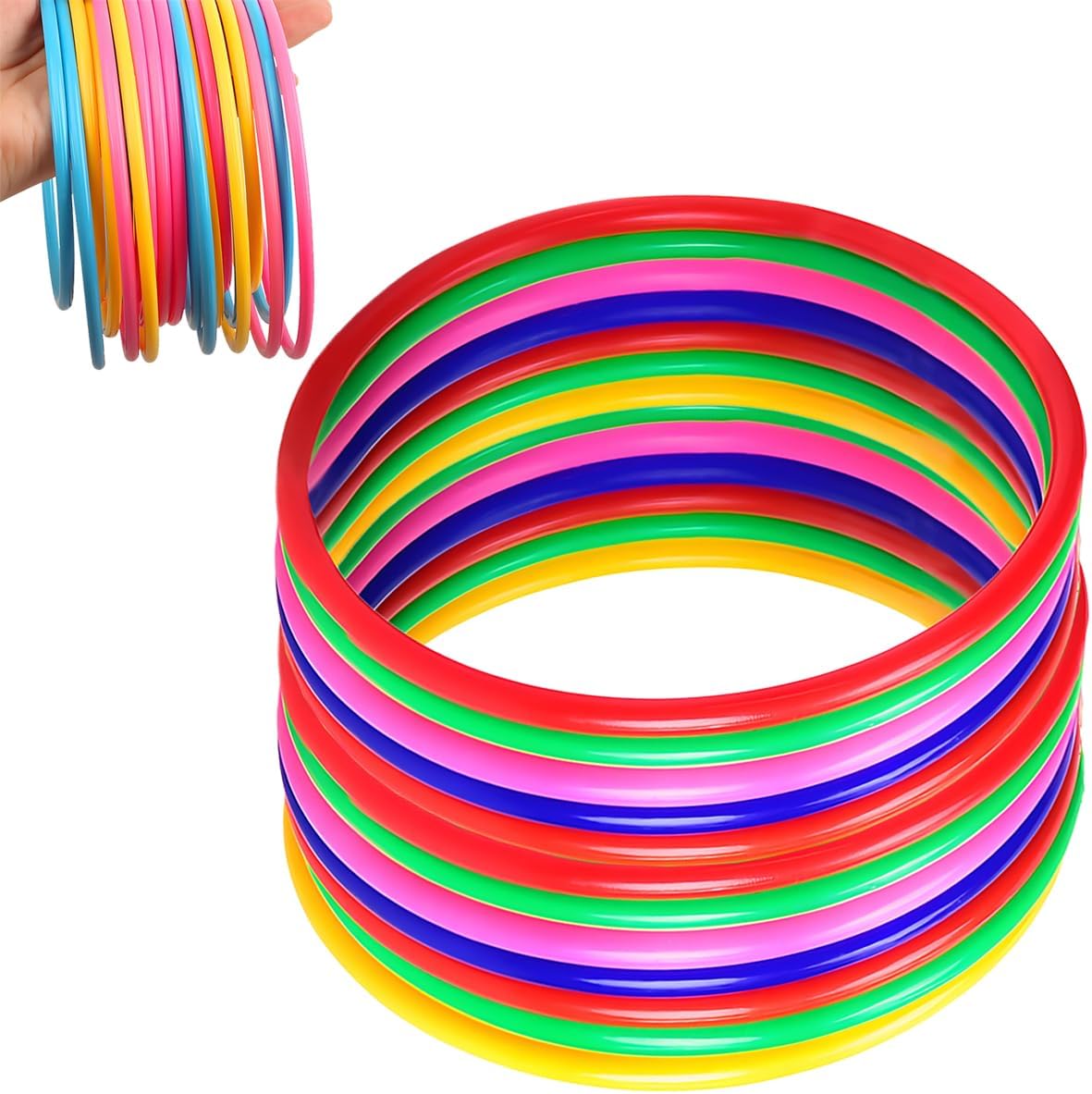 12 Pcs Colorful Plastic Ring Toss Outdoor Activity Games for Sports Practice Speed Agility Training, Random Colors